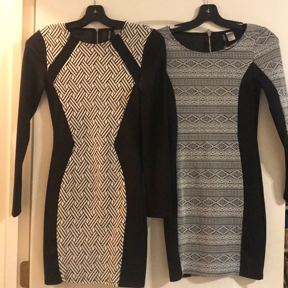 Set of  two H&M long sleeve body con dresses.